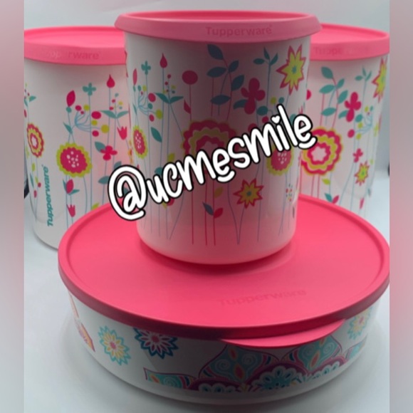 Tupperware Flower Design One Touch Canister Set - Picture 7 of 8